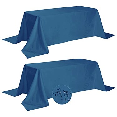Fokitut 2 Pack Waterproof Rectangle Tablecloth 90x156 InchStain Resistant and Wrinkle Polyester Table Cloth Fabric Table Cover for Kitchen Dining Wedding Party Holiday DinnerMediterranean Blue