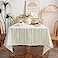 Chassic 60 x 104 inches Farmhouse Style Linen tablecloths Wrinkle Resistant Washable Dining Room Table Cloths for 6 Foot Rectangle Tables Hemstitch Beige
