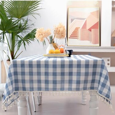 Midsummer Breeze Buffalo Plaid Rectangular TableclothCotton Gingham Table Cloth for Kitchen Restaurant Farmhouse Spring Summer Easter Dcor RectangleOblong 55x120Blue