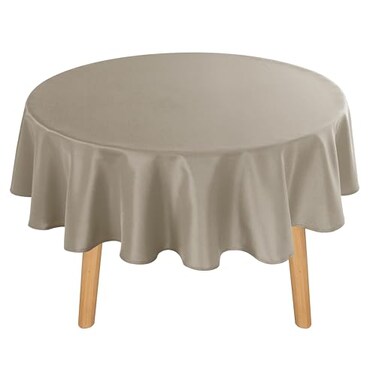 Hiasan Round Tablecloth 60 Inch Waterproof Stain Resistant Spillproof Polyester Fabric Table Cloth for Dining Room Kitchen Party Taupe