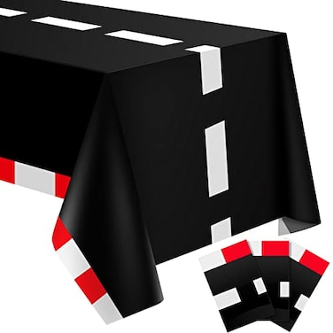 Moukeren 3 Pcs Racing Car Plastic Table Cloths Race Car Birthday Party Supplies Racetrack Black Checkered Tablecloth Decor Disposable Rectangular Tablecloth for Baby Shower Home 54 x 108 Inch
