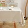 meioro Table Cloth Beige Striped Tablecloth Tassels Cotton Blend DustProof Table Cover for Dining Coffee Buffet Kitchen Picnic Tables Parties Tablecloths55 x 98 Inch Beige