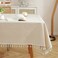 meioro Table Cloth Beige Striped Tablecloth Tassels Cotton Blend DustProof Table Cover for Dining Coffee Buffet Kitchen Picnic Tables Parties Tablecloths55 x 98 Inch Beige