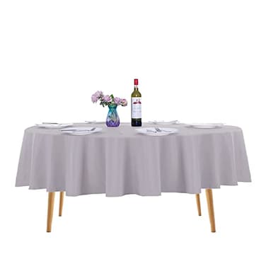 Ascoza 2pack 90 Inch Silver Round Tablecloth in Washable Polyester Fabric for WeddingBanquetRestaurantParties