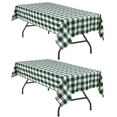 Hiasan Plaid Tablecloth Waterproof 2 Pack 60 x 102 inch Checkered Table Cloth Rectangle for ChristmasHolidaySpring PartyOutdoor PicnicKitchen Forest Green and White