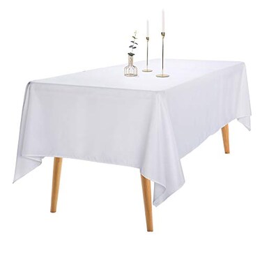 Ascoza 2pack 60x84 Inch White Rectangular Tablecloth 4 Feet Table Cloth in Polyester Fabric for WeddingBanquetRestaurantParties