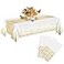 MOLFUJ 54 X 108 White and Gold Plastic Tablecloth for Party 2 Pack Disposable White Table Cloths for 8ft Rectangular Table Birthday Wedding