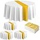 Remagr 3 Pcs Round Plastic Tablecloth 84 Inch Disposable Tablecloth Party Table Cover for Christmas Wedding Birthday Retirement DecorationWhite Gold
