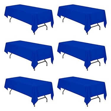 BRILLMAX 6 Pack Royal Blue Tablecloths 60 x 126 Inch for 8ft Rectangle Tables 150 GSM Polyester Fabric 15 Standard Drop Water Stain Wrinkle Resistant Cloth Cover for Wedding Dining Buffet