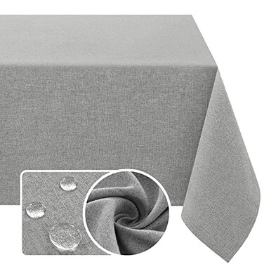 H.VERSAILTEX HVERSAILTEX Linen Textured Tablecloth 60 x 102 Waterproof Decorative Table Cloth SpillProof Linen Look Cover for Party Table Extra Soft and Thick Fabric Wrinkle Free Heather Gray