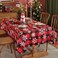 SASTYBALE Christmas Tablecloth Rectangle Vinyl with Flannel Backed Checkered Winter Snowflake Waterproof Wipeable Plastic Table Cloth for Dining Holiday Outdoor 60 x 102 Inch Red and Black