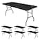 REWOMC 6 Pack Stretch Fabric Table Top Cap Cover fits 8 Tables Spandex Table Covers Washable Elastic Universal Rectangle Tablecloth Protector for Indoor Outdoor Party Picnic Wedding Black 30 W x 96 L