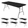 REWOMC 6 Pack Stretch Fabric Table Top Cap Cover fits 8 Tables Spandex Table Covers Washable Elastic Universal Rectangle Tablecloth Protector for Indoor Outdoor Party Picnic Wedding Black 30 W x 96 L