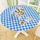 Smiry Round Picnic Tablecloth Elastic Waterproof Fitted Vinyl Tablecloths for 3644 Tables Flannel Backed Buffalo Plaid Table Cover for Dining Camping Outdoor White and Blue
