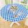 Smiry Round Picnic Tablecloth Elastic Waterproof Fitted Vinyl Tablecloths for 3644 Tables Flannel Backed Buffalo Plaid Table Cover for Dining Camping Outdoor White and Blue