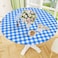 Smiry Round Picnic Tablecloth Elastic Waterproof Fitted Vinyl Tablecloths for 3644 Tables Flannel Backed Buffalo Plaid Table Cover for Dining Camping Outdoor White and Blue
