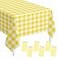 SietDESEO 6 Pack Yellow Gingham Tablecloth Rectangle 54 x 108 Yellow and White Checkered Table Cloth Disposable Plaid Table Cover Plastic for Birthday Baby Shower Picnic Wedding Party Supplies
