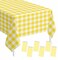 SietDESEO 6 Pack Yellow Gingham Tablecloth Rectangle 54 x 108 Yellow and White Checkered Table Cloth Disposable Plaid Table Cover Plastic for Birthday Baby Shower Picnic Wedding Party Supplies