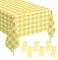 SietDESEO 6 Pack Yellow Gingham Tablecloth Rectangle 54 x 108 Yellow and White Checkered Table Cloth Disposable Plaid Table Cover Plastic for Birthday Baby Shower Picnic Wedding Party Supplies