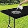 Smiry Rectangle Tablecloth Elastic Fitted Flannel Backed Vinyl Tablecloths for 6ft Folding Tables Waterproof Wipeable Table Covers for Indoor Outdoor Picnic and Camping Black 30x72