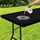 Smiry Rectangle Tablecloth Elastic Fitted Flannel Backed Vinyl Tablecloths for 6ft Folding Tables Waterproof Wipeable Table Covers for Indoor Outdoor Picnic and Camping Black 30x72