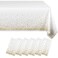 Eleclassi White and Gold Dot 6 Pack Premium Disposable Plastic Tablecloth 54 x 108 in Polka Dot Plastic Table Cloth Disposable Tablecloth for Rectangle Table up to 8 Feet