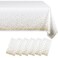 Eleclassi White and Gold Dot 6 Pack Premium Disposable Plastic Tablecloth 54 x 108 in Polka Dot Plastic Table Cloth Disposable Tablecloth for Rectangle Table up to 8 Feet