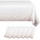 Eleclassi White and Rose Gold Dot 6 Pack Premium Disposable Plastic Tablecloth 54 x 108 in Polka Dot Plastic Table Cloth Disposable Tablecloth for 8 Ft Rectangle Table