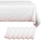 Eleclassi White and Rose Gold Dot 6 Pack Premium Disposable Plastic Tablecloth 54 x 108 in Polka Dot Plastic Table Cloth Disposable Tablecloth for 8 Ft Rectangle Table