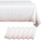 Eleclassi White and Rose Gold Dot 6 Pack Premium Disposable Plastic Tablecloth 54 x 108 in Polka Dot Plastic Table Cloth Disposable Tablecloth for 8 Ft Rectangle Table