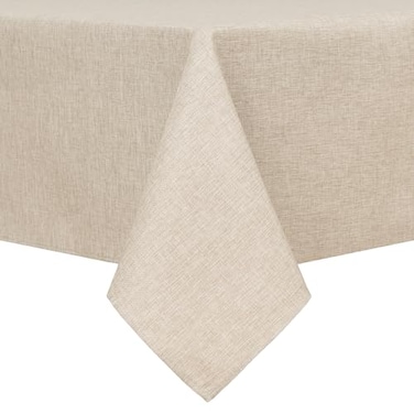 Hiasan Faux Linen Rectangle Tablecloth Wrinkle and Stain Resistant Washable Table Cloth for Kitchen Dining Room Holiday Table Cover for Dinner Beige 70 x 120 Inch