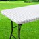 Spotjoy Rectangle Vinyl Table Cloth 24x48 Waterproof Elastic Fitted Tablecloth with Flannel Backing Plastic Table Cover for Picnic Camping Outdoor White
