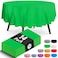 HSGUS 14 Pack Premium Round Green Plastic Tablecloth 84 x 84 in Disposable Table Cloth Decorative Table Cover for Parties Weddings