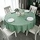 Qidordour Round Tablecloth 60 inch Diameter Faux Linen Table Cloth Water Resistant SpillProof Wipeable Polyester Dining Table Cover for Kitchen Restaurant Buffet Tabletop Decoration Dark Green