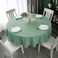 Qidordour Round Tablecloth 60 inch Diameter Faux Linen Table Cloth Water Resistant SpillProof Wipeable Polyester Dining Table Cover for Kitchen Restaurant Buffet Tabletop Decoration Dark Green