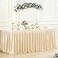 Suppromo 6ft Spandex Champagne Tablecloth for Rectangle Tables Fitted Open Back Washable and Wrinkle Resistant Stretch Rectangular Champagne Ruffle Table Cloth Cover for Event Wedding Banquet and Part