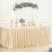 Suppromo 6ft Spandex Champagne Tablecloth for Rectangle Tables Fitted Open Back Washable and Wrinkle Resistant Stretch Rectangular Champagne Ruffle Table Cloth Cover for Event Wedding Banquet and Part
