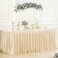 Suppromo 6ft Spandex Champagne Tablecloth for Rectangle Tables Fitted Open Back Washable and Wrinkle Resistant Stretch Rectangular Champagne Ruffle Table Cloth Cover for Event Wedding Banquet and Part