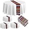 Oudain 3 Pcs Fiesta Tablecloth 84 Inch Plastic Tablecover Waterproof Mexican Round Tablecloth Striped Serape Tablecloth Table Cover for Taco Night Festive Carnival Party Wedding White
