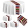 Oudain 3 Pcs Fiesta Tablecloth 84 Inch Plastic Tablecover Waterproof Mexican Round Tablecloth Striped Serape Tablecloth Table Cover for Taco Night Festive Carnival Party Wedding White