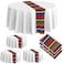 Oudain 3 Pcs Fiesta Tablecloth 84 Inch Plastic Tablecover Waterproof Mexican Round Tablecloth Striped Serape Tablecloth Table Cover for Taco Night Festive Carnival Party Wedding White