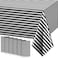 Tranqun 6 Pieces Black and White Plastic Stripe Tablecloth 54 x 108 Inch Table Cloths Geometric Stripe Waterproof Cover Disposable Rectangle for Kitchen Dining Room Holiday Party Picnic Decoration