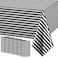 Tranqun 6 Pieces Black and White Plastic Stripe Tablecloth 54 x 108 Inch Table Cloths Geometric Stripe Waterproof Cover Disposable Rectangle for Kitchen Dining Room Holiday Party Picnic Decoration