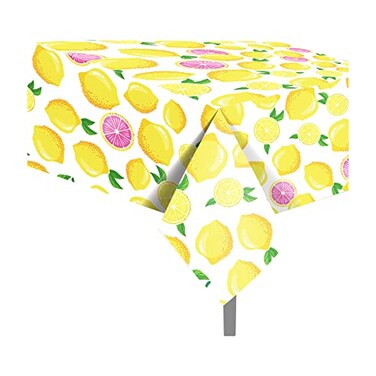 Lide Road 2 Pcs Lemon Plastic Tablecloth Lemon Summer Table Cover Lemon Disposable Rectangle Table Cover Yellow Lemon Waterproof Table Cloth for Summer Lemon Party Summer Fruit Party Picnic Decor 54 x