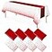 MASHAN 8Pack Disposable Plastic Tablecloths and Satin Table Runner Set White and Red Dot Tablecloth Red Satin Table Runner for Wedding Birthday Baby Shower Anniversary Christmas New Year Party Supplie