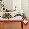 Horaldaily Christmas Tablecloth 6084 Inch Poinsettia Golden Ribbon Washable Table Cover for Party Picnic Dinner Decor