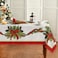 Horaldaily Christmas Tablecloth 6084 Inch Poinsettia Golden Ribbon Washable Table Cover for Party Picnic Dinner Decor