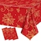 WovWeave 3 Pcs Red Christmas Tablecloths 54 x 108 Inch Gold Flower Poinsettia Bronzing Table Covers Disposable Christmas Rectangle Table Cloth for Xmas Holiday Kitchen Dining Table Decor