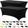 Utopia Kitchen 6FT Spandex Tablecloth 2 Pack Black 200 GSM Stretch Fitted Washable and Wrinkle Resistant Table Cloth Rectangle Cover for Trade Shows Wedding Parties 72Lx30Wx30H Inch