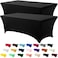 Utopia Kitchen 6FT Spandex Tablecloth 2 Pack Black 200 GSM Stretch Fitted Washable and Wrinkle Resistant Table Cloth Rectangle Cover for Trade Shows Wedding Parties 72Lx30Wx30H Inch